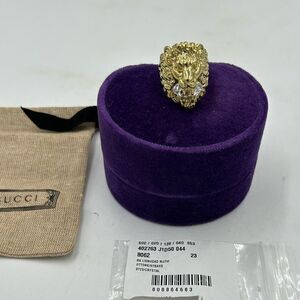 Men’s Gucci iconic Lionhead crystal motif ring size 10 made in Italy